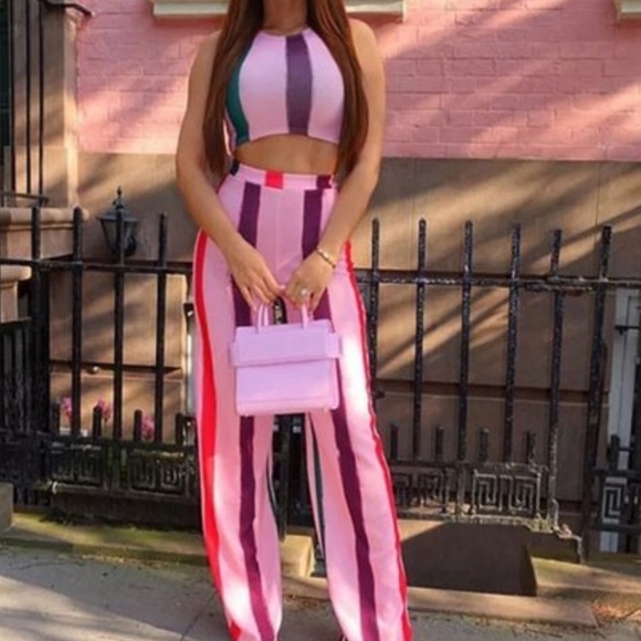 PrettyLittleThing Pants - 2-piece crop top pant set.